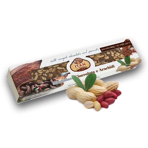Soft nougat with chocolate and peanuts